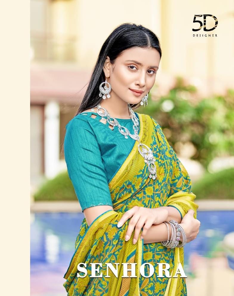 SENHORA Heavy Georgette Designer Fancy Wear Latest Saree Collection 